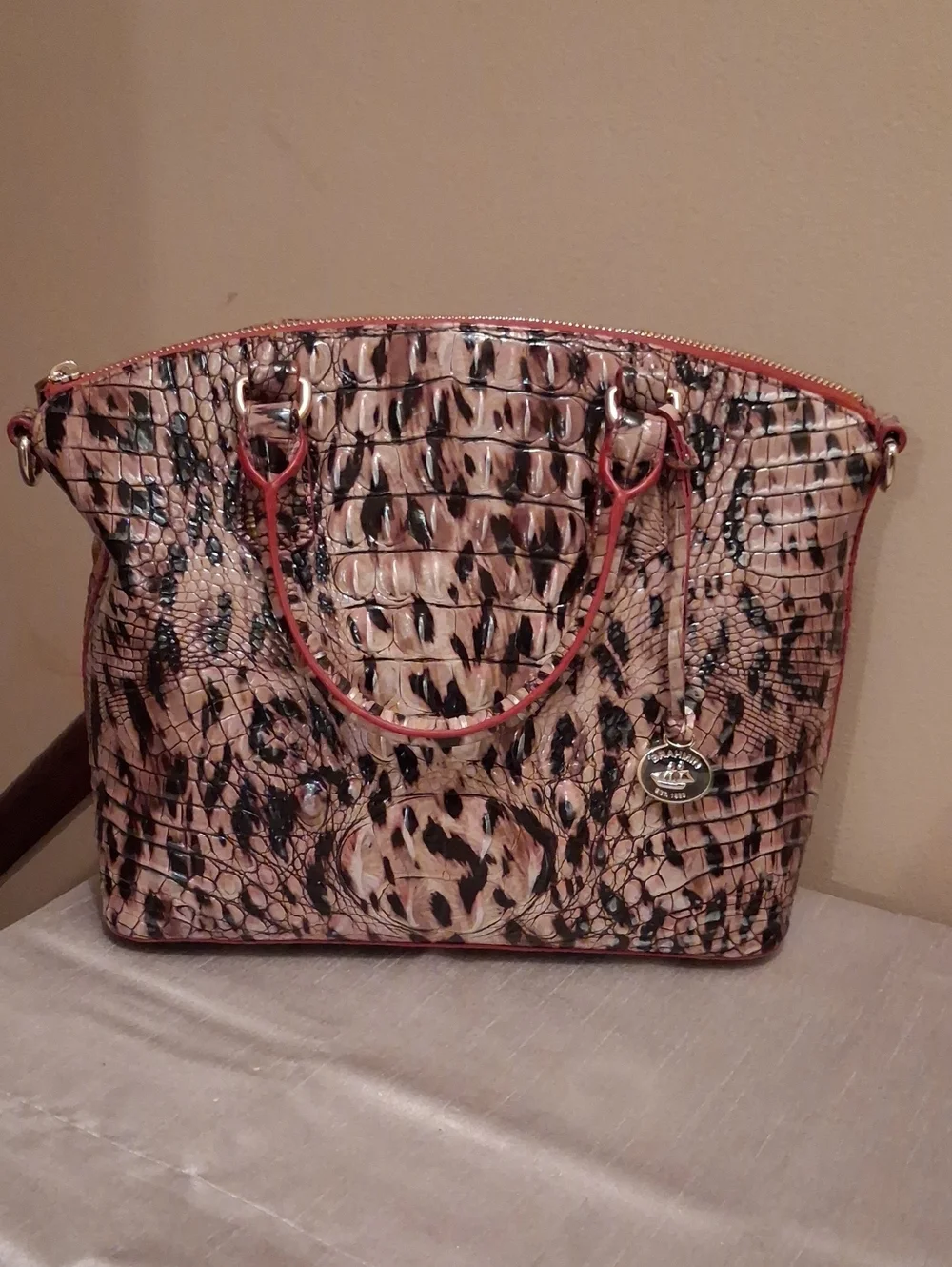 Brahmin duxbury ruby prowl solid Leather Satchel.rare colorway.